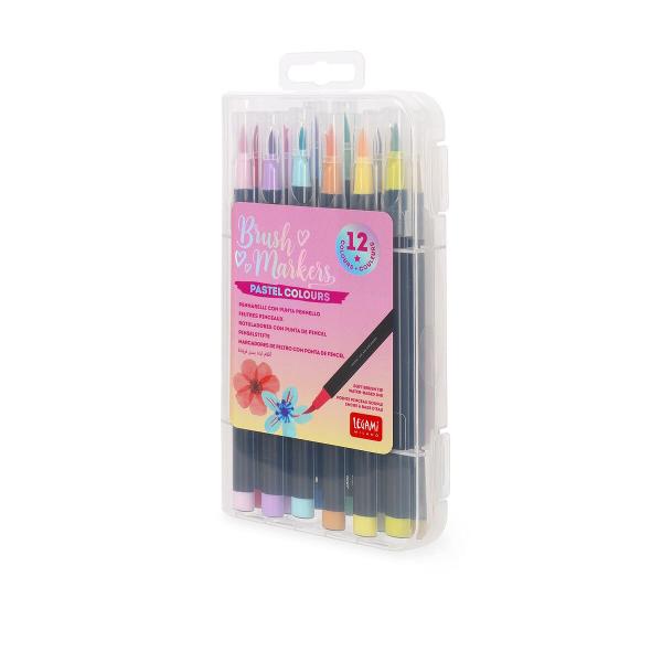 Set cu 12 Markere tip pensula in nuante pastel Legami BUMA0002