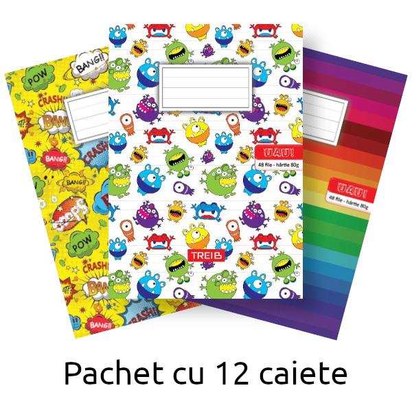 Pachet cu 12 caiete  A5 dictando 48 file hartie 80 g Tipografia 3B Aceste caiete de cea mai buna calitate fabricate cu mândrie în România de catre Tipografia 3B sunt alegerea perfect&259; pentru to&539;i cei care apreciaz&259; calitatea &537;i rafinamentul Cu o dimensiune convenabil&259; sunt u&537;or de transportat &537;i se potrivesc perfect în orice geant&259; sau rucsac Indiferent dac&259; esti la 