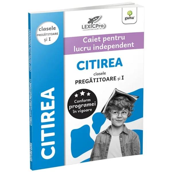 În „CITIREA” pentru clasele preg&259;toare &537;i I copilul va putea• s&259; citeasc&259; cuvinte de trei patru sau cinci litere;• s&259; exerseze desp&259;r&539;irea în silabe;• s&259; recunoasc&259; cuvinte care rimeaz&259;;• s&259; citeasc&259; propozi&539;ii din trei &537;i patru cuvinte;• s&259; rezolve exerci&539;ii de în&539;elegere a textului;• s&259; realizeze schema 