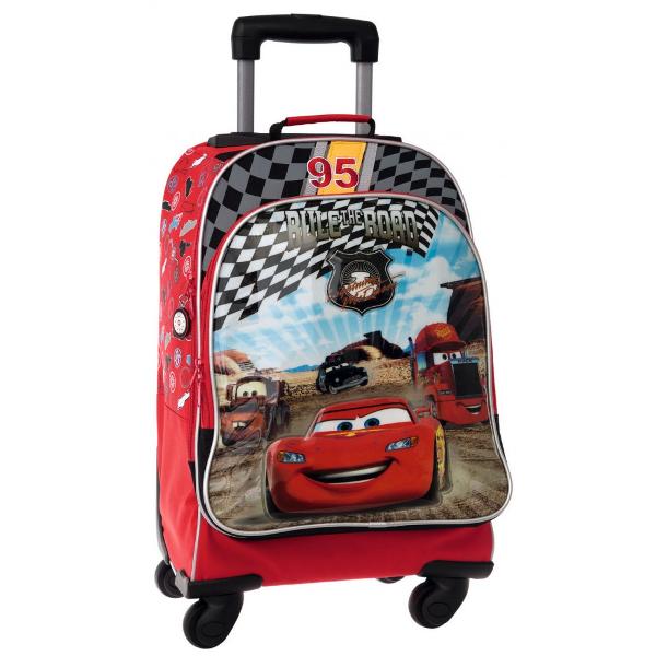 Troler Disney Cars Hometown cu 1 compartiment 1 buzunar exterior maner fix  maner telescopic  4 roti cu imprimeu personaje din desenul animat Cars confectionat din poliester si PVCTroler cu licenta Cars colectia Cars Hometown este recomandat pentru copiiCaracteristiciTiptd 