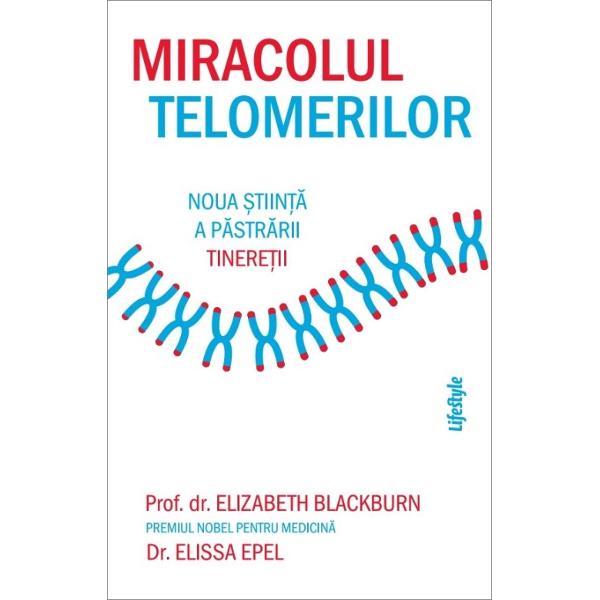 Telomerii - o descoperire revolu&539;ionar&259; distins&259; în anul 2009 cu premiul Nobel pentru medicin&259;Dr Elizabeth Blackburn a descoperit telomeraza enzima care hr&259;ne&537;te &537;i întrege&537;te telomerii termina&539;iile cromozomilor ce au rolul de a p&259;stra tinere&539;ea &537;i de a proteja integritatea materialului genetic Lungimea &537;i s&259;n&259;tatea telomerilor sunt esen&539;iale pentru s&259;n&259;tatea &537;i 