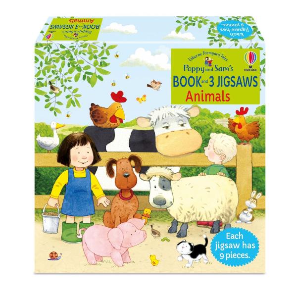 Meet Poppy Sam and their animal friends with this charming book and jigsaw Little children can complete the simple 9-piece jigsaws to recreate three scenes from Apple Tree Farm and enjoy the story book featuring Stephen Cartwrights delightful illustrations with the famous little yellow duck to spot in each one Each jigsaw measures 17 x 17cm when complete