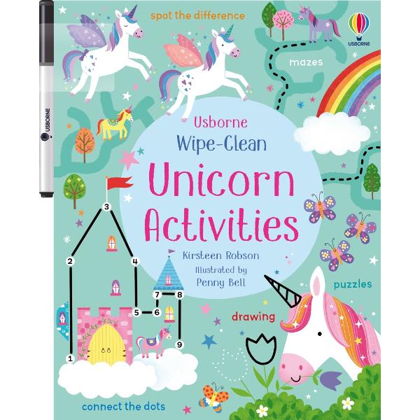 With unicorn-themed mazes to solve dots to join differences to spot objects to count and dotted pictures and numbers to trace over little children will have great fun completing the activities while practising the vital pen-control skills they need to be ready for writing The wipe-clean pen can easily be rubbed off the shiny pages so children can do the activities again and again 