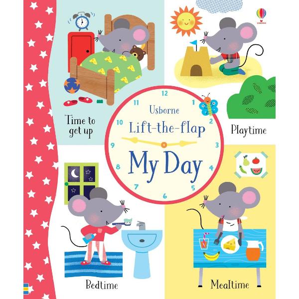 With over 75 flaps to lift this charming book will help children learn about routine and everyday events such as getting dressed eating lunch and going to bed Each page is filled with things to spot and talk about and there are counting and matching activities too A delightful book to share and to help develop language skills 