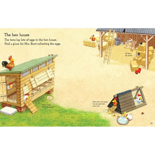 Young children will love exploring Apple Tree Farm in this delightful sticker book containing over 130 stickers Scenes to decorate include Dolly the horses field Curly the pigs pen Mrs Boots hen house and lots more and theres a Little Yellow Duck to spot on every page too 