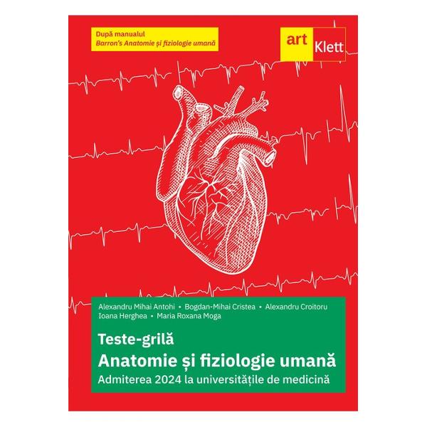 Lucrarea Teste-gril&259; de anatomie &537;i fiziologie uman&259; pentru admiterea 2024 la universit&259;&539;ile de medicin&259; este alc&259;tuit&259; din 15 teste elaborate prin munca conjugat&259; a celor cinci autori astfel încât toate no&539;iunile bibliografice s&259; poat&259; fi valorificate la poten&539;ialul lor 