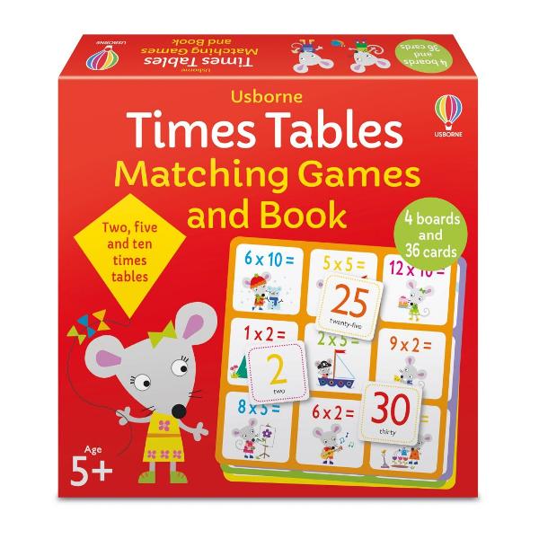 These entertaining games for 2-5 players will help children to learn their first times tables The attractive box contains 4 bingo boards 36 cards and a book; they can read the book to find out about the numbers in the two five and ten times tables then play two different games using the boards and cards Game instructions are at the back of the book 