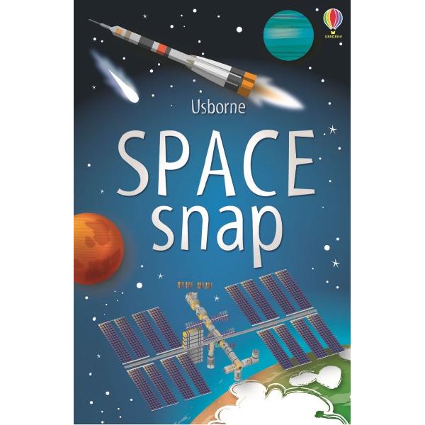 An out of this world card game guaranteed to keep young space enthusiasts amused There are 52 snap cards 13 matching sets of 4 with labelled pictures of planets asteroids the Hubble telescope a satellite a rocket and lots more The game can be played with fewer cards to make it easier for younger players to join in 