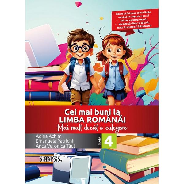 Cei mai buni la limba romana - Clasa a IV-a - Mai mult decat o culegereCulegerea• este realizata in conformitate cu programa scolara• are o abordare practic-aplicativa• sustine o pozitionare realista in urcusul spre performanta• aduce in prim plan personaje amuzante care ghideaza copiii in camerele magice ale Cetatii Cunoasterii 10 cheite magice cate una pentru fiecare incapere unitate de invatare