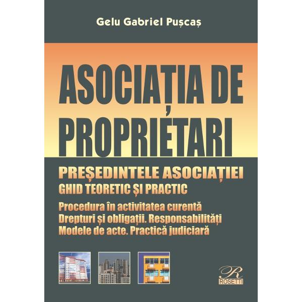 Cartea vizeaz&259; reprezentantul legal al asocia&539;iei de proprietari pre&537;edintele asocia&539;iei fiind un bun ghid pentru tot ceea ce reprezint&259; activitatea desf&259;&537;urat&259; în cadrul asocia&539;iei Sunt abordate aspecte care &539;in de modul în care este ales pre&537;edintele înregistrarea calit&259;&539;ii de reprezentant legal la grefa instan&539;ei obliga&539;iile &537;i responsabilit&259;&539;ile posibilit&259;&539;ile 