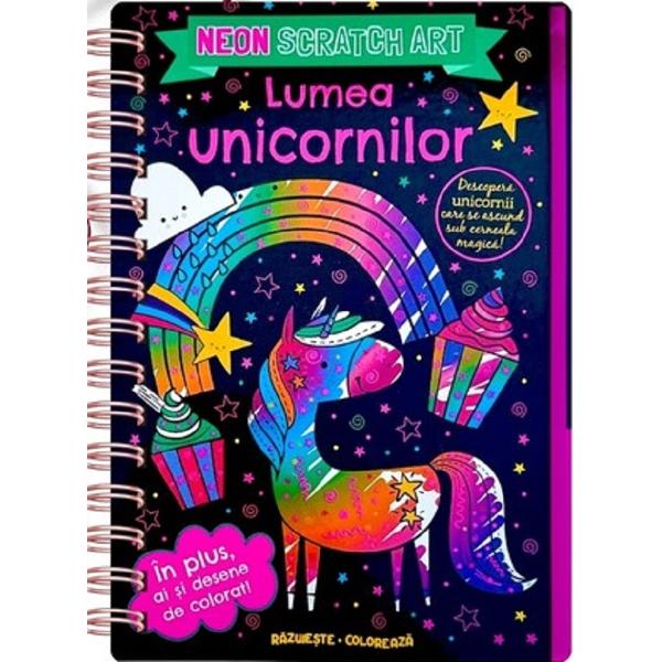 Razuiti fiecare pagina si umpleti lumea de vis a unicornilor cu ajutorul magiei indraznete a neonului Apoi luati cele mai colorate creioane pentru a da viata personajelor din povesteColectia Scratch Art iti ofera o experienta creativa unica cu imagini spectaculoase ascunse sub un strat special care poate fi zgariat pentru a dezvalui desene colorate si modele fascinante Fiecare carte vine cu un creion din lemn prins cu un snur astfel incat sa fie mereu la indemana 