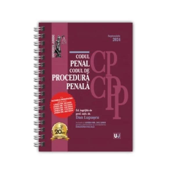 Descriere Codul penal si Codul de procedura penala Septembrie 2024 EDITIE SPIRALATACODUL PENAL SI CODUL DE PROCEDURA PENALA SEPTEMBRIE 2024EDITIE SPIRALATALEGISLATIE CONSOLIDATA SI INDEXCu ULTIMELE MODIFICARI aduse prinLEGEA NR 582024LEGEA NR 1222024LEGEA NR 1262024LEGEA NR 1722024LEGEA NR 2022024Include si LEGEA NR 2412005pentru prevenirea si combatereaEVAZIUNII 