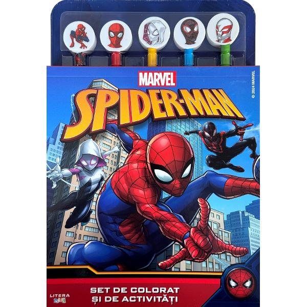 Marvel Spider-Man Set de colorat si de activitatiDistreaza-te ore intregi colorand si desenand fascinanta lume Marvel Urmeaza instructiunile ca sa rezolvi activitatile din carte apoi foloseste creioanele colorate pentru a da viata personajelor tale preferate din lumea Marvel Spider-Man Setul contine• 5 radiere• 5 