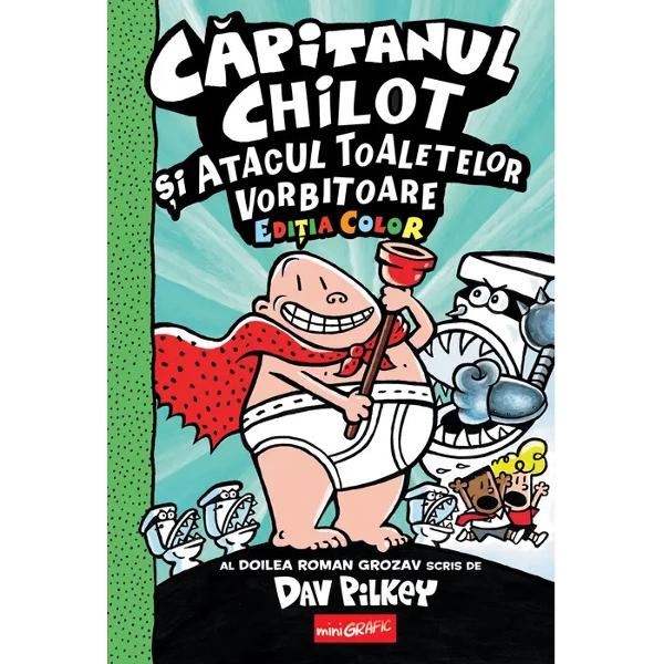 Al doilea roman grozav scris de Dav PilkeyDe obicei George &351;i Harold sunt ni&351;te pu&351;ti responsabili De obicei când se întâmpl&259; ceva r&259;u George &351;i Harold sunt cei responsabili De data asta o dau în bar&259; r&259;u de tot cu ultima lor fars&259; &351;i ajung s&259; creeze o armat&259; înfrico&351;&259;toare de toalete vorbitoare Noroc c&259; &351;tiu ei un supererou cu o putere nemaipomenit&259; care s&259; le 