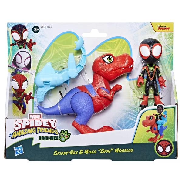 Alaturati-va echipei Spidey in cele mai recente aventuri cu pachetele de 2 figurine de actiune Marvel Spidey and His Amazing Friends Super Hero Aceste seturi de figurine Marvel includ fiecare o figura de actiune cu erou de 10 cm precum si o figura de dino care poate fi pozitionata la scara mare Figurile Hero prezinta costume actualizate cu decor Dino-Webs precum si actiunea Hero Reveal Pur si simplu ridicati mastile figurilor pentru a le dezvalui fetele E timpul sa treci in actiune 