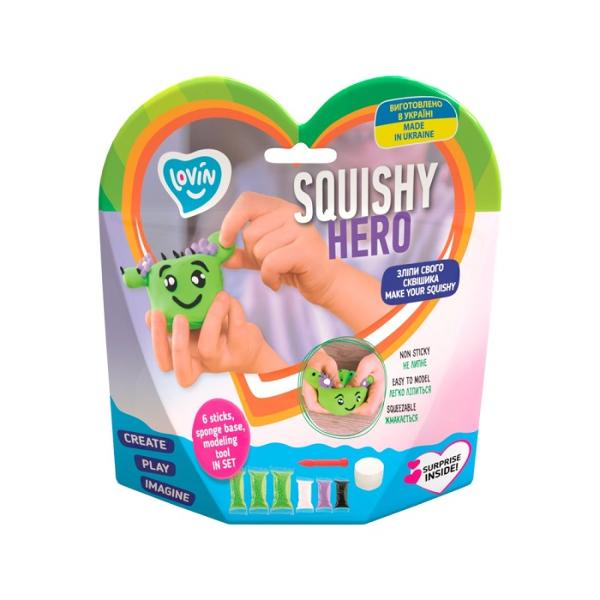 Cu ajutorul setului original Squishy TM Lovin  copilul isi poate modela singur prietenul de joaca Setul contine forma din burete plastilina usor de modelat instructiuni si o surpriza placutaDup&259; uscare complet&259; jucaria poate fi stransa in maini si imediat isi recapata forma initialaCreat pentru dezvoltarea abilit&259;&539;ilor motorii fine si abilit&259;tilor creative ale copilului setul Squishy TM Lovin este cu adevarat unul educativ Se 