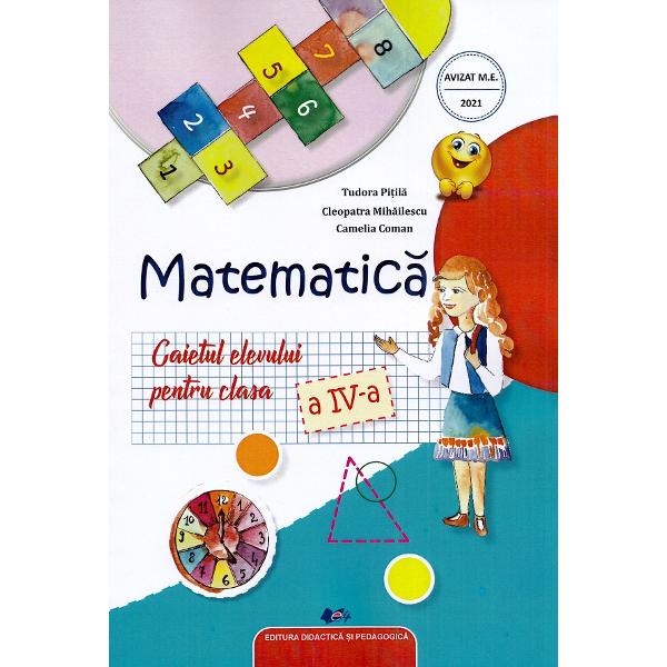 Matematica Caietul elevului pentru clasa a IV-aAprobat cu Ordinul de Ministru nr 464218082021Caietul elevului de matematica pentru clasa a IV-a este un suport educational ce completeaza lectiile de matematica prin exercitii si activitati practice Structurat pe teme esentiale caietul ajuta la consolidarea notiunilor matematice invatate la clasa Prin sarcini variate elevii isi dezvolta abilitatile de rezolvare a problemelor si gandirea critica oferind un mod 