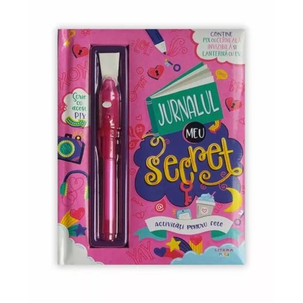 Strict confiden&539;ial Fetele se vor distra de minune completând acest jurnal secret plin de activit&259;&539;i interesante Dac&259; scrii cu pixul special noti&539;ele nu vor putea fi v&259;zute decât pe întuneric folosind lanterna cu UV Jocuri - Activit&259;&539;i - Teste  supersecrete