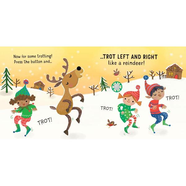 Little children will love bouncing around to the Christmas music in this irresistible sound book As well as dancing elves there are reindeer and Christmas fairies having a boogie - and even Santa himself gets his dancing boots on With one very simple move to copy on each page and toe-tapping disco arrangements of well-loved festive tunes this is a perfect way to hop twirl and waggle yourself into the Christmas spirit 