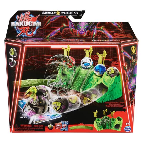 Arunca rostogoleste si depoziteaza-ti Bakugan-ul pe setul tau de joaca ce contine paleta cu arc si 3 totemuri-obstacole Decoreaza-ti setul de antrenament cu steagurile clanului care iti vor reprezenta Bakugan-ul  Fiecare set de antrenament este tematic reprezinta diferitele clanuri din serial si este asociat unui Bakugan din acelasi clan Ce clan vei alege Rostogoleste-ti Bakugan-ul in jos si loveste piesa de perete inclusa pentru a delimita batalia  Combina-ti Bakugan-ul cu sistemul de 