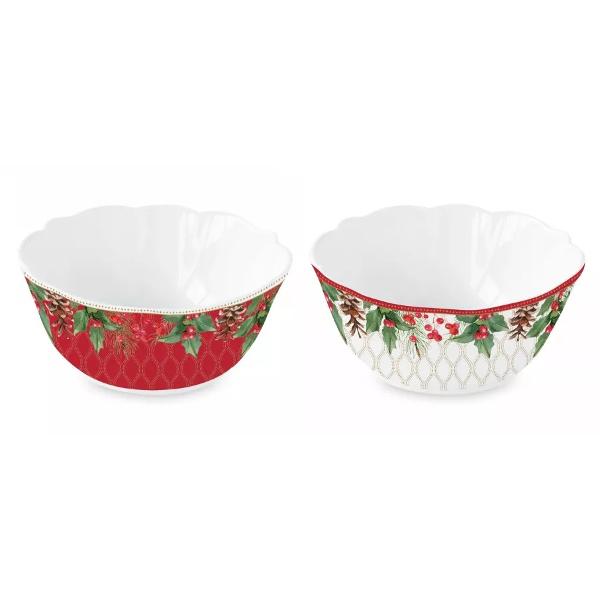 Set cu 2 boluri de portelan Christmas Berries 14 cm Easy Life R1490chbe