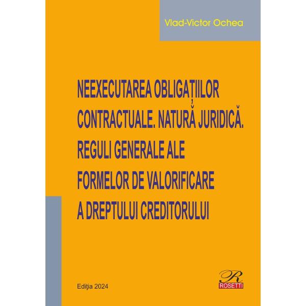 Lucrarea abordeaz&259; faptul neexecut&259;rii obliga&539;iilor contractuale &537;i institu&539;iile care din perspectiva creditorului servesc într-un fel sau altul valorific&259;rii dreptului de crean&539;&259; înc&259;lcat anume executarea silit&259; în natur&259; a obliga&539;iilor executarea prin echivalent a acestora rezolu&539;iunea rezilierea &537;i reducerea 