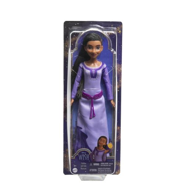 Recreaza povesti exploreaza lumea printeselor Disney si bucura-te de momente pline de magie alaturi de papusa Asha din colectia Disney Wish Fashion Doll Aceasta este imbracata intr-o rochita violet cu detalii fidele celor din film si accesorii vesele care o fac sa arate ca o printesa adevarata Papusa Asha din colectia Disney Wish Fashion Doll devine astfel o partenera distractiva pentru jocurile tale creative si aventurile imaginare