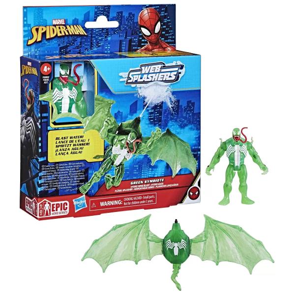 Seturile constand in figurina si vehicul din seria epica de eroi Marvel Spider-Man Web Splashers le permit copiilor sa se joace in multe moduri Setul de jucarii include o figurina personaj de 10 cm si un accesoriu sau un vehicul cu lansator de apa Copiii pot atasa figurina de actiune la accesoriul sau vehiculul inclus il pot umple cu apa si strange pentru a lansa un jet de apa Aceste seturi de joaca constand in figurina si vehicul Web Splashers sunt compatibile cu toate jucariile din 