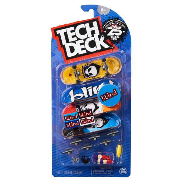 Tech Deck iti aduce experienta reala cu fingerboard-uri autentice de 96 mm de la companiile de skateboard-uri reale Fiecare prezinta un desen legal de la cele mai mari companii de skateboard-uri din lume inclusiv Blind Baker Primitive Element Finesse Santa Cruz Plan B Sk8mafia si Toy Machine Acest set de 4 include elemente grafice autentice pe care le poti combina asa cum iti doresti Recreeaza-ti traseele preferate si imbogateste-ti trucurile urmarind sfaturile pentru trucuri online 