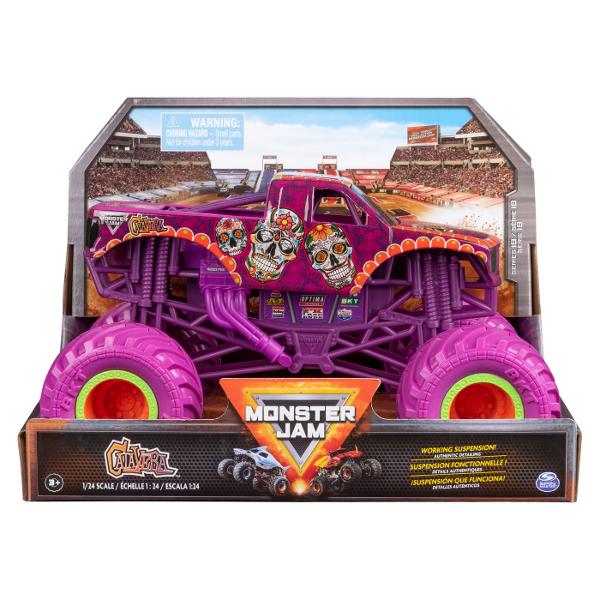 Du la alt nivel jocul Monster Jam cu noul camion monstru oficial la scara 124 Monster Jam Cu mai multe detalii si grafica ca pana acum aceasta replica autentica intruchipeaza stilul si mandria masinilor reale Anvelopele oficiale de cauciuc BKT ofera o tractiune mai mare astfel incat sa iti poti duce camionul pe noi culmi &Icircn plus un sistem de suspensie complet nou si functional absoarbe mai bine impactul astfel incat sariturile inalte cu prabusiri si cele care zdrobesc 