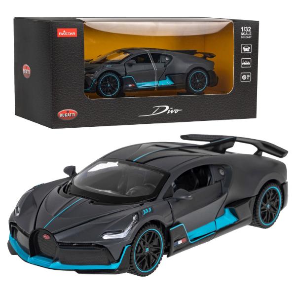 Masinuta are proportiile ideale pentru momente pline de distractie si amuzament avand dimensiunile in centimetri dupa cum urmeaza  199585 Masinuta metalica BUGATTI DIVO scara 1 la 32 are anvelope de cauciuc si un design detaliat interior-exterior realizat din material metalic turnat cu accesorii realizate din material plastic portiere de calitate superioara Copilul dumneavoastra se poate juca in voie cu masina metalica BUGATTI DIVO oferita de brandul international Rastar Nicio cursa nu 