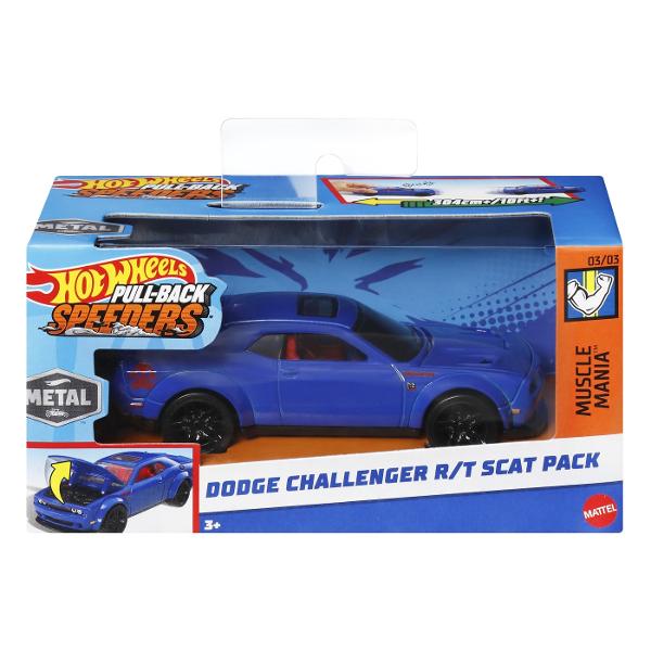 Aceste vehicule din metal Hot Wheels sunt la scara 143 cu decor autentic Fiecare include o caracteristica interactiva precum Rolomatics care evidentiaza miscarile motorului sau usile capotele sau portbagajul care se deschid Cu detalii atat de grozave posibilitatile de joaca sunt nesfarsite pentru copii iar colectionarii le vor dori pe toate Fiecare se vinde separat in functie de disponibilitate Culorile si decoratiunile pot varia Acest pachet contine masinuta Dodge Challenger RT 