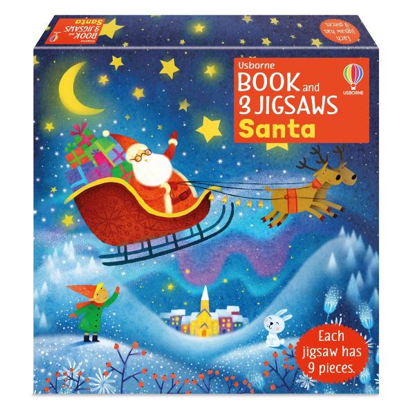 This book and jigsaw follows Santa as he gets ready for the most magical night of the year Little children can complete the simple 9-piece jigsaws to recreate three of the snowy scenes and enjoy spotting all kinds of details in the book