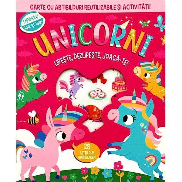 Unicorni Lipeste dezlipeste joaca-te Carte cu abtibilduri reutilizabile si activitatiBine ai venit in taramul fermecat al Unicornilor Aici te vei distra jucandu-te cu abtibildurile reutilizabile pe care le poti lipi si dezlipi de cate ori vrei dar totodata vei invata culorile formele sentimentele si sa numeri de la 1 la 5Ilustratii color de Sarah Wade