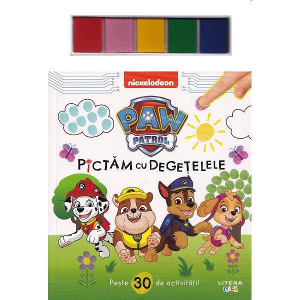 Pregateste-te pentru superaventuri cu picturi Cu o varietate extraordinara de activitati de pictat cu degetelele cei mici vor avea parte de un timp magic petrecut in compania prietenilor lor din universul Paw Patrol  Cum sa folosesti aceasta carte Da culoare eroilor tai preferati din universul Paw Patrol Inmoaie-ti varful degetului in apa apoi intr-una din culorile din set Apasa apoi cu degetul pe pagina pentru a incepe sa adaugi 