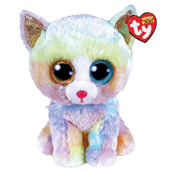 Jucarie de plus TY Beanie Boos - Heather pisica multicolora 24 cm TY36454