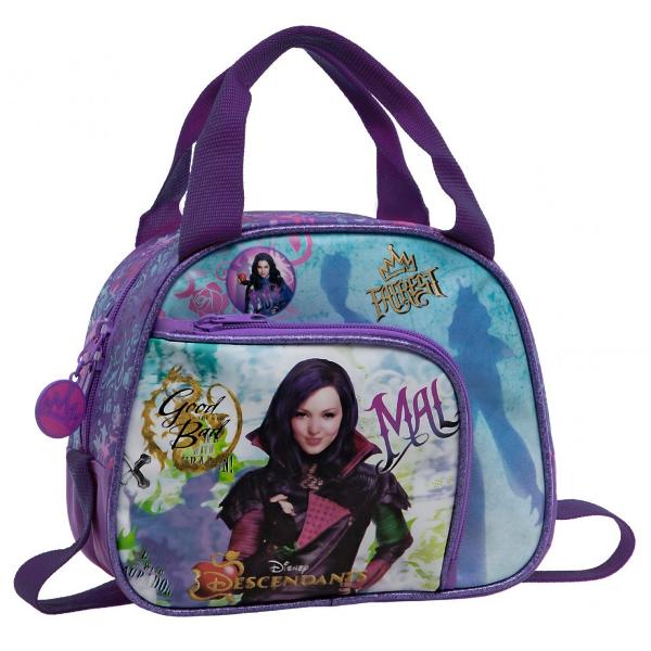 Geanta de umar 23 cm Descendants Fairest - 1 compartiment material microfibra  piele ecologica bareta ajustabila dimensiune 23x19x10 cm culoare mov cu imprimeu personaje Evie & Mal maner fixGeanta umar cu licenta Disney Descendentii colectia Descendants Fairest este recomandata pentru feteCaracteristicitd classcol-xs-4 