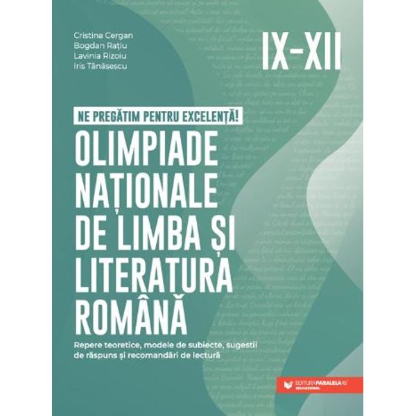 Aceast&259; carte realizat&259; de profesori cu experien&539;&259; în preg&259;tirea elevilor pentru performan&539;&259; este o apari&539;ie nou&259; pe pia&539;a auxiliarelor &537;colare fiindc&259; propune cititorilor modele de subiecte realizate dup&259; structura subiectelor din anii preceden&539;i atât pentru proba scris&259; cât &537;i pentru proba oral&259; a olimpiadelor de limba &537;i literatura 