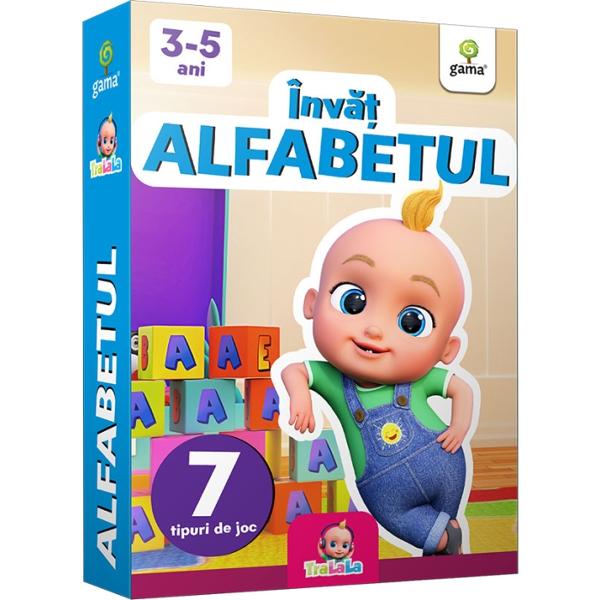 Personajele TraLaLa canalul num&259;rul 1 de YouTube din România te ajut&259; s&259; înve&539;i în joac&259; alfabetul Ordoneaz&259; literele g&259;se&537;te imaginile-pereche recunoa&537;te majusculele formeaz&259; cuvinte &537;i f&259; primii pa&537;i în citire al&259;turi de Johny &537;i prietenii lui• 31 de carduri cu litere mari &537;i mici• 31 de carduri cu imagini• 2 carduri cu regulamentul