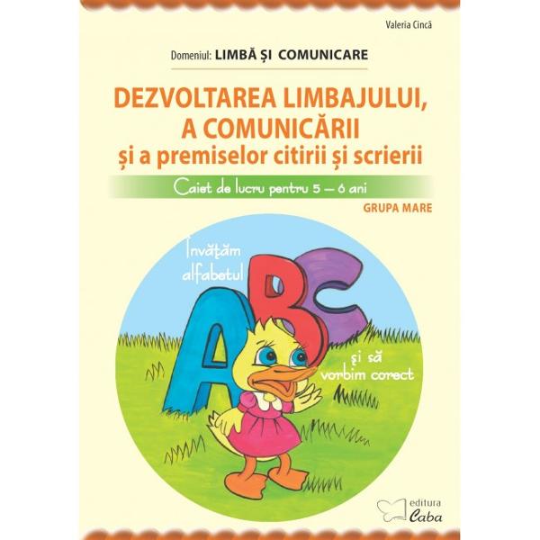 Fisele de lucru au rolul de a-i familiariza pe cei mici cu literele de tipar ale alfabetului pentru a-i ajuta ulterior la recunoasterea si folosirea acestora Prin intermediul acestui caiet copiii vor aprofunda despartirea cuvintelor in silabe De asemenea acestia vor invata sa formuleze propozitii si intrebari care o sa-i ajute la imbogatirea vocabularului si la folosirea corecta a cuvintelor