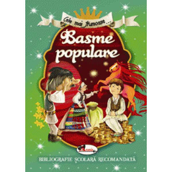 Volumul de fata care cuprinde unele dintre cele mai frumoase basme populare stimuleaza interesul si fantezia celor mai mici cititori cu povestiri in care protagonistii sunt zmei fiorosi si feciori de imparat curajosi printese frumoase si voinici din popor vrajitoare bune si mai putin bune dar si minunate creaturi din lumea animalaIn paginile lui se regasesc basme precum Imparatul cu 