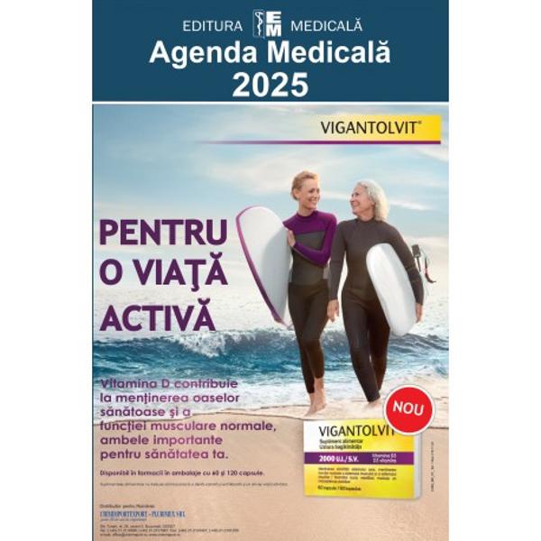 Prezentare Edi&539;ia 2025 a Agendei medicale ca în fiecare an a fost îmbun&259;t&259;&355;it&259; ad&259;ugit&259; &537;i actualizat&259; Sunt prezentate medicamentele intrate în uz în România conform Agen&539;iei Na&539;ionale a Medicamentului înregistrate &537;i eviden&355;iate cu denumirile comerciale DC precum &351;i monografiile aferente la denumirea comun&259; interna&539;ional&259; corespunz&259;toare DCI S-au 