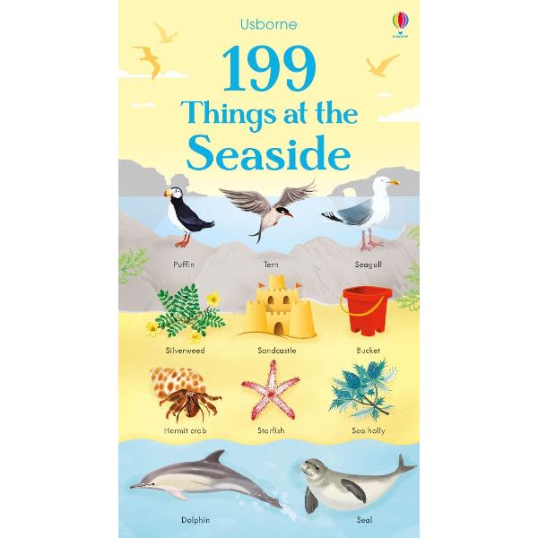 Discover and name lots of things you might find at the seaside from sandcastles ice cream and sunglasses to crabs limpets and sea urchins The book is organised into themed pages including a rock pool on the cliffs out at sea and on the pier Great for developing vocabulary and language skills 