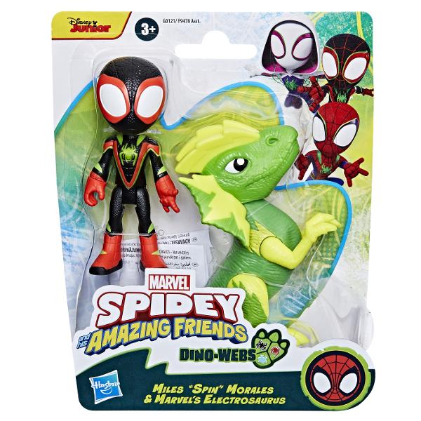 Alaturati-va echipei Spidey in ultimele lor aventuri cu dinosaurii cu acest set de jucarii Marvel Spidey and His Amazing Friends Acest set de figurine de actiune poate incuraja jocurile de aventura mari si imaginative pentru prescolari cu varsta de 3 ani in sus Colecteaza toate personajele si cauta si mai multe jucarii Spidey si prietenii lui uimitori pentru actiunea Dino-Webs pentru slinging web Acest pachet contine figurinele Miles Spin Morales si Marvel&39s Electrosaurus
