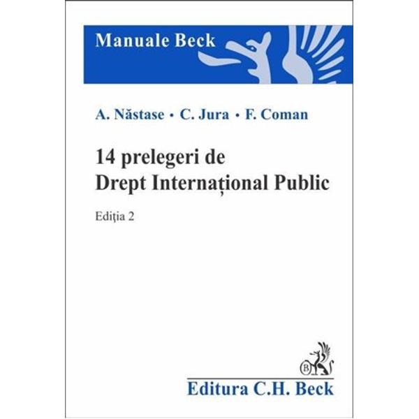 14 prelegeri de Drept International Public reprezinta o noua abordare a materiei dreptului international o noua structura astfel incat studentii sa poata beneficia de o prezentare sistematizata a intregii materii in doar 14 cursuriLucrarea de fata se adreseaza in primul rand studentilor facultatilor de drept invatamantului juridic si cercetarii stiintifice precum si specialistilor practicienilor si tuturor celor implicati sau interesati de 