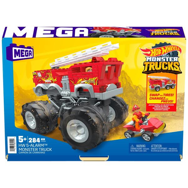 Hot Wheels Monster Truck Mega Set Constructie 5 Alarm MTHHD19 Pregateste-te pentru actiunea monstruala cu setul de constructie 5 ALARM MEGA Hot Wheels bazat pe modelul original Hot Wheels Monster Trucks Dispunand de detalii autentice Hot Wheels acest vehicul este echipat cu roti gigantice grafica iconica si decor si o scara de incendiu extensibila Asezati micro figurina de actiune inclusa in scaunul soferului si combinati-va cu alte seturi de constructie MEGA Hot Wheels pentru a va crea propriile camioane monstru personalizate