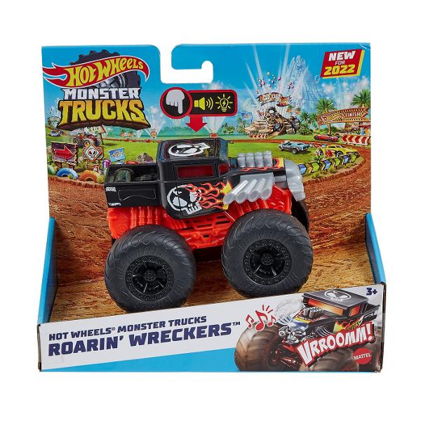 Hot Wheels Monster Truck Roarin Wreckers Bone Shaker Cu Functii Si Sunete Scara 1:43 MTHDX60_HDX61 Aceasta colectie de camioane Hot Wheels Monster Trucks Roarin&39 Wreckers asigura toata actiunea de lovire si busire cu plusul de lumini si sunete pentru a imbunatati experienta Fiecare camioneta este la scara 143 si include grafica uimitoare si rotile gigantice ale marcii Hot Wheels Monster Trucks Apasati un buton pentru a auzi sunete de motor si de zdrobire precum si tema muzicala a vehiculului erou este ca si cum ati fi la spectacolul real Fiecare Monster Truck se aprinde prin