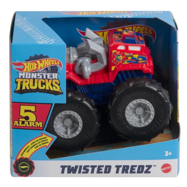 Hot Wheels Monster Truck Masinuta Twister Tredz 5 Alarm Scara 1:43 MTGVK37_GVK41 Zdrobiti concurenta cu acest asortiment de vehicule monster truck Hot Wheels Twisted Tredz la scara 143 monstruoase cu sasiuri cu tematica de creatura Motorul cu frictiune cu actiune de tragere inapoi si eliberare lanseaza aceste vehicule feroce peste obstacole si teren cu o deplasare inainte care rupe pamantul Accelerati si eliberati vehiculele de neoprit Mega Wrex Bone Shaker Rodger Dodger sau Marvel Hulk pentru busituri si lovituri Fiecare Monster Truck are cauciucuri GIGANT stilizate
