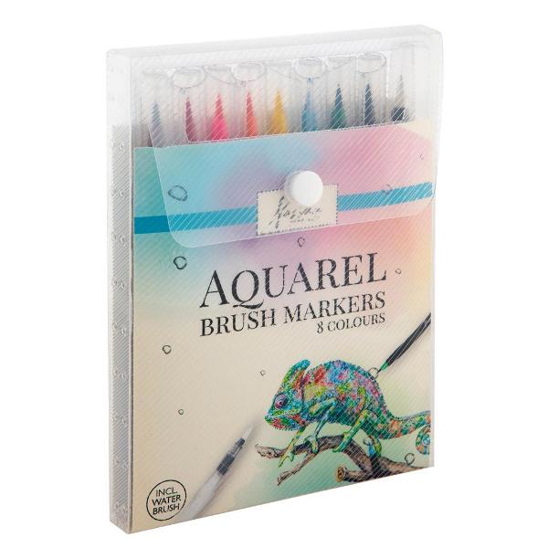 Setul include 8 markere pentru pensule pentru acuarela 1x pensula pentru apaDimensiune pachet 165 x 125 cmSoftliner cu vopsea pe baza de apa;Culoare intensa;varf markere stil brush