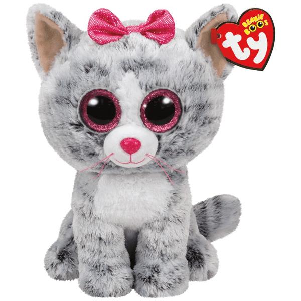 Jucarie de plus TY Beanie Boos - Kiki pisica gri 24 cm TY37075